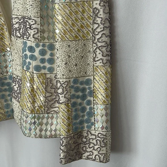 Vie by Victoria Royale NWT Vintage Yellow Beaded Blazer Jacket Coat **Sz 8**🌸🌸 - Picture 6 of 9